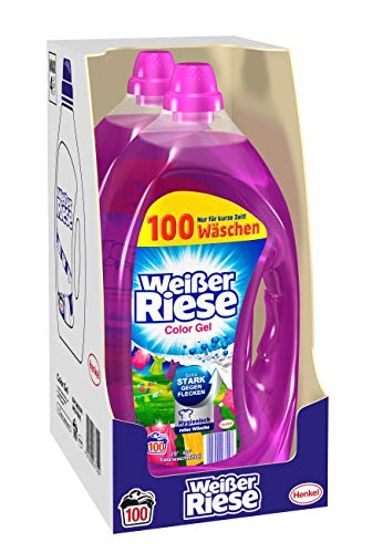 Weißer Riese Color Gel (200 (2 x 100) Waschladungen), Colorwaschmittel extra stark gegen Flecken, Flüssigwaschmittel für frische und saubere Wäsche in leuchtenden Farben
