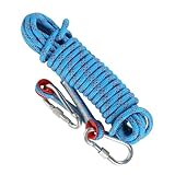 KINDPMA Kletterseil 8mm Statisches Kletterseil Outdoor Seil Feuerrettungs-Fallschirm-Seil Geflecht Nylon Seil mit 2 Karabinern für Wandern Outdoor Bergsteigen Sport Camping