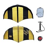 Aufblasbarer Windsurfflügel, 5 m² Wassersurf-Windflügel mit Fenster, Handheld-Kitesurfing-Surfboard, Surfboard-Standup-Boarding-Kite, for Erwachsene Anfänger im Wasser- und Schneesport(Yellow)