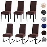 Meision Stuhlhussen 4 oder 6er Set Stretch Stuhlhussen Abnehmbare waschbar Spandex Stuhlüberzug Stuhlbezug Stretch Universale für Hotel, Bankett, Restaurant, Zuhause(6er Set, Kaffeebraun)