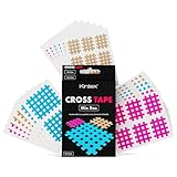 Kintex Cross Tape - selbstklebendes, hautfreundliches, wasserfestes Kinesiologie-Tape - Gittertape für Schmerz- und Trigger-Punkte - 102 Stück in verschiedenen Farben und Größen