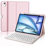 WINCHKING Tastatur für iPad Air 11 M3 2025/M2 2024, abnehmbare Bluetooth-Schutzhülle mit Tastatur für iPad Air 6 Generation 11 Zoll 2025/2024, Italienische Tastatur mit Stifthalter, Hellrosa