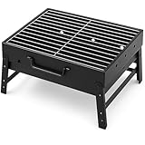 Tragbarer Holzkohlegrill im Kofferformat – Kompakter Grill mit Griff und entnehmbarem Ascheauffangbehälter – Ideal für Garten, Balkon, Camping, Picknick & unterwegs – Perfekt für mobile BBQs