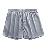 StarTreene Herren-Boxershorts aus Satin, mit elastischem Bund, Nachtwäsche, Loungewear, kurze Hose Gr. XXL, grau