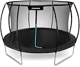 Trampolin Outdoor, Gartentrampolin Ø 244 cm 8 Zertifiziert Trampolin mit Sicherheitszaun und Gepolsterte Stangen für Kinder Indoor Outdoor Fitness, Belastbar bis 100kg (8FT DE)