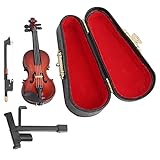 TOPINCN Miniatur-Geigenmodell mit Ständer und Koffer, Miniatur-Geigenmodell-Dekoration, Realistische Musikinstrumenten-Dekoration, Geschenk für Zuhause oder Büro