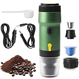 Sonhomay Tragbare Elektrische Espressomaschine Mini Kaffeemaschine 15 Bar Mini Auto Reise Kaffeemaschine Kompatibel mit gemahlenem Kaffee NS Kapsel für Camping RV Wandern Büro Reisen
