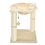 Amazon Basics – Katzen-Kratzbaum mit Haus, Hängematte, Bett und Kratzstamm, 41 x 51 x 41 cm, beige