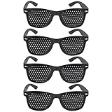 4 Stück Augentrainer Lochbrille, Komfortable Lochbrille für Augentraining zur Entspannung, Schwarze Rasterbrille Pinhole Glasses, Multidot Brille, Gitterbrille mit Faltbaren Bügeln für Augen-Training