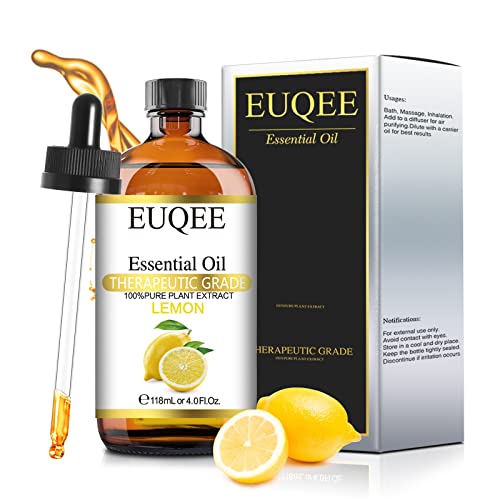 EUQEE Zitronenöl Ätherisch 118ml, 100% Reine Ätherische Öle Naturrein, Ätherische Öle für Diffuser, Perfekt für Entspannung, Massage, Bad