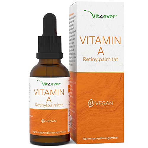 Vitamin A Tropfen hochdosiert - 70ml (2380 Tropfen) - Premium: Echtes Vitamin A Ester (Retinylpalmitat) in MCT-Öl - Ohne Alkohol - Laborgeprüft - Vegan