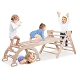 Vinteky Montessori Kletterdreieck mit Rutsche, Kinder-Klettergerüst mit Kletterbogen, Rampe und Kinderkletterdreieck, zum Klettern, Rutschen und Wippen, 3 in 1 Klettergerüst Indoor ab 1 Jahr
