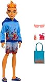 Monster High Scare-adise Island Heath Burns Puppe mit Flamme Hoodie, Badehose & Strandzubehör wie Sonnenbrille