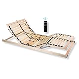 Schlaf Komfort - BasicFit | elektrischer Lattenrost mit Motor | fertig montiert | Kopf- & Fußteil elektrisch verstellbar | 28 Federleisten | Funkfernbedienung | Made in Germany (140x200)