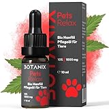 BOTANIX Hanföl Hund & Katzen 1000mg Hanfsamenöl – Bio Hanföltropfen für Hunde & Katzen – Für innere Ruhe und Wohlbefinden in herausfordernden Momenten - aus kalt gepresseten Hanfsamenöl