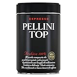 Pellini Kaffee Top 100% Arabica, Gemahlener Kaffee für die Kaffeemaschine mit Intensivem und Umhüllendem Aroma, 100% Arabica-Mischung, Zarte Röstung, 250g-Packung