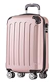 BEIBYE Hartschalen-Koffer Trolley Rollkoffer Reisekoffer Handgepäck 4 Rollen (M-L-XL-Set) (Rosa Gold, M)