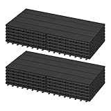 Laneetal WPC Fliesen 12er Set für 2 m², Terrassenfliesen Klicksystem, Balkonfliesen 30x60 cm, Klickfliesen Terrasse Balkon, Bodenfliesen Bodenbelag für außen, Anthrazit