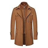 Generisch Wintermantel Herren Warm Stehkragen Wollmantel Business Freizeit Winter Jacke Windbreaker Dick Regular Fit Herrenmantel Übergangsmantel Winddicht Outdoorjacke Winterjacke Mantel
