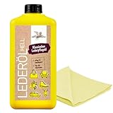 esnado - Bense & Eicke Lederöl 500 ml + 1 Mikrofasertuch - perfekte Lederpflege für Glattleder, Autositze, Motorradkleidung, Sättel… (Hell)