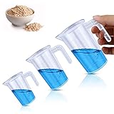 Mitening 3-Teiliges Messbecher Set Mit Griff - 50ml, 100ml, 250ml - Hitzebeständig, Präzisions-Messbecher für Waschmittel, Küche, Labor, Autopflege - Feine Skala, Lebensmittelecht (Transparent)