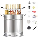 DEEguess Rauchfreier Holzkohle-HäNgegrill Aus Edelstahl, Bietet Platz FüR 20 Kebab-SpießE, 360°-Rundumgrillen, Geeignet FüR Camping-Picknicks, Strand-BBQ,13-pcs