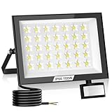 Bellanny LED Strahler mit Bewegungsmelder Außen 100W 10000LM Superhell Fluter Flutlicht mit Fernbedienung 6500K IP66 Wasserdicht Scheinwerfer Außenstrahler Sicherheitsbeleuchtung für Garten Garage Hof