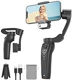 Poiale Gimbal Smartphone, 3-Achsen-Handy stabilisator, Kleiner, Leichter, Objektverfolgung, Integrierter Selfie-Stick & Stativ, Tragbar & Zusammenklappbar, Vlogging, YouTube TikTok-Stabilisator Grau