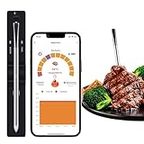 Fleischthermometer Kabellos, Grillthermometer Kochen, Meat Thermometer mit Bluetooth, App-Überwachung mit Timer und Alarm, Perfekt für Grill Backofen BBQ, Bratenthermometer für Küche und Grill