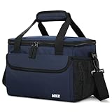 MIER Kühltasche für Herren Lunchtasche Weiche Lunchbox mit Schulterriemen für Erwachsene Arbeit Auto Strand Picknick Reisen, Blau-15L