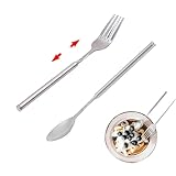 2 Teiliges Ausziehbares Besteck-Set - Edelstahl Teleskop-Löffel Und Gabel - Verstellbares Geschirr- Perfekt für Grillen, Picknick, Feste & Buffets