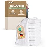 Laleni Spucktücher Baby im 10er Set aus Reiner Baumwolle - schadstofffreie Mulltücher Baby 70x70 - zert.saugstarke Mussellintücher weich - Musselin Tuch als Mullwindel - waschbare Mulltücher - Weiß