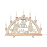 Wichtelstube-Kollektion Holz Schwibbogen Lichterbogen Fortshaus 45cm Schwippbogen Weihnachten Weihnachtsbogen Schwibbogen Weihnachten 7 Kerzen 230V Anschluss