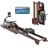 Dripex Wasser Rudergerät für Zuhause, Klappbar Wasserrudergerät aus Massivholz,Faltbares Rudermaschine mit LCD-Monitor & Bluetooth App,Hochwertige Rudergerät mit Ergonomische Sitz,Max 158KG Belastbar