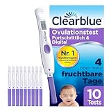 Clearblue Kinderwunsch Ovulationstest Kit, 10 Tests + 1 digitale Testhalterung, Fruchtbarkeitstest für Frauen / Eisprung, Fortschrittlich & Digital (testet 2 Hormone), schneller schwanger werden
