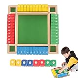 MZSX Brettspiel aus Holz, Familien-Holzbrett-Tisch-Mathe-Spiele für Kinder Klassisches 4-seitiges Holzbrettspiel mit Würfeln und Shut, Holz Brettspiel Würfel Spiel Bar Party Familie Eltern Kind