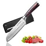 Kitory Santokumesser Kochmesser Klingenlänge 17 cm, Japanisches Santoku Messer, Scharfer Küchenmesser Ergonomischer Griff mit Geschenkbox und Klingenschutz