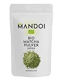 Mandoi BIO Matcha Pulver Japan, 100g. Feines Matcha-Tee Pulver aus nachhaltigem Anbau. Grüner Tee (green tea) für Matcha Latte