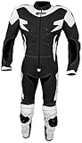 BI ESSE - Motorradanzug aus Leder und Stoff, ideal für Straßen, lange Reisen, Touring, Pitbike,komplett mit Höcker und zertifizierten harten Protektoren, Weiß / Schwarz, M