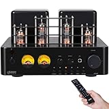 Juson Audio JTA50 130W Röhrenverstärker Einstiegs-HiFi-Verstärker mit BT 5.0, Fernbedienung, AUX, Koax, Phono und USB-Eingang, Subwoofer-Ausgang, 2.1-Kanal für Plattenspieler