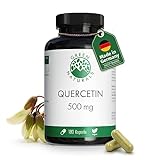 Quercetin - 180 Kapseln á 500mg aus deutscher Herstellung – 100% Vegan & Ohne Zusätze – Vorrat für 6 Monate