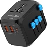 Reiseadapter Weltweit, Universal Reisestecker mit PD20W, 2 USB, 1 USB C und 1AC Steckdose, Internationaler Steckdosenadapter, Universaladapter für Deutschland USA England Thailand Italien Australien