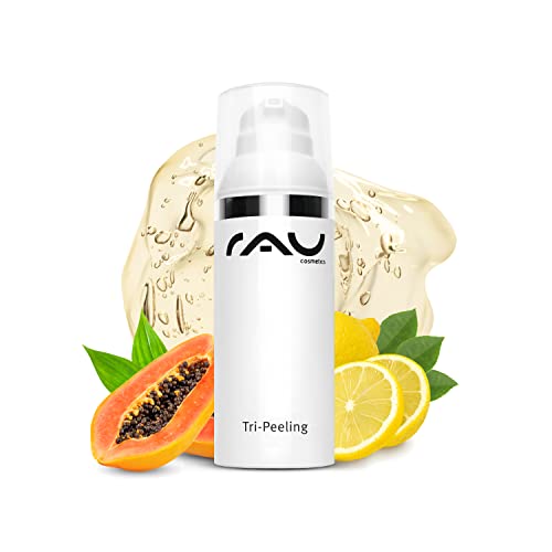RAU Cosmetics Peeling Gesicht Enzympeeling & Fruchtsäurepeeling Tri-Peeling 50 ml - Gesichtspeeling mit Papaya & Weißer Tee - Anti-Aging, Tiefenreinigung, Anti-Pickel - Aufhellung von Pigmentflecken
