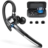 NANSLS Bluetooth Headset,Headset mit mikrofon Bluetooth 6.5 Tage Standby-Zeit,30 Std Sprechzeit mit Ladebox freisprechanlage Bluetooth Ohr V5.3 für Büro und Fahren, Multi-Device-Pairing，Schwarz