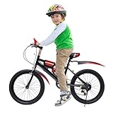 20 Inch Mountainbike Kinderfahrrad Hochpräzises Schwungrad Fahrrad Doppelbremssystem Tragfähigkeit 85kg Jugendfahrrad mit Wasserbecher-Halter, Premium Mountainbike für Outdoor-Radfahren (Rot)