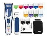 WAHL Color Pro Cordless Haarschneider ideal für Anfänger, clipper, mit/ohne Kabel, selbstschärfende, wasserfeste Klinge, mit Zubehör 8 farbcodierte Kämme, inkl. Finishing-Trimmer., 1 Stück (1er Pack)