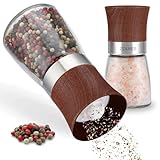 Zolmer® Salz und Pfeffermühle Holzoptik 2er Set – Pfeffermühle Holz groß mit Keramikmahlwerk – Nachfüllbarer Salzstreuer aus Glas ＆ Holz, manuell einstellbar