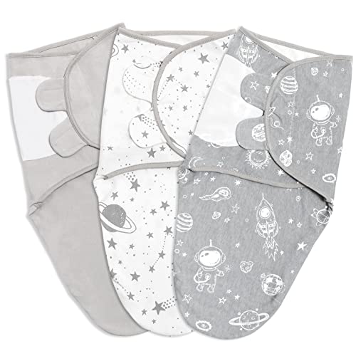 Pucksack Baby 0–3 Monate Swaddles Babyschlafsack Neugeborene, Schlafsack für Kleinkinder,Unisex,3er Pack Wickel,100% Bio-Baumwolle(Grau)