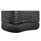 Nulea RT05 Kabellose ergonomische Tastatur, Geteilte Tastatur mit Handballenauflage, USB-C-Ladung, natürliches Tippen, Bluetooth- und USB-Konnektivität, kompatibel mit Windows/Mac