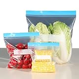 70 Stück Gefrierbeutel Wiederverwendbar, Gefrierbeutel mit Zipper, Silikonbeutel Lebensmittel Zipper Beutel, Aufbewahrungsbeutel Sandwichbeutel Küche Beutel für Gemüse Milch Snacks Fleisch - 3 Größen